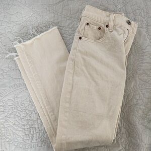 Abercrombie Ultra High-Rise Straight Jeans in Light Beige Size 24